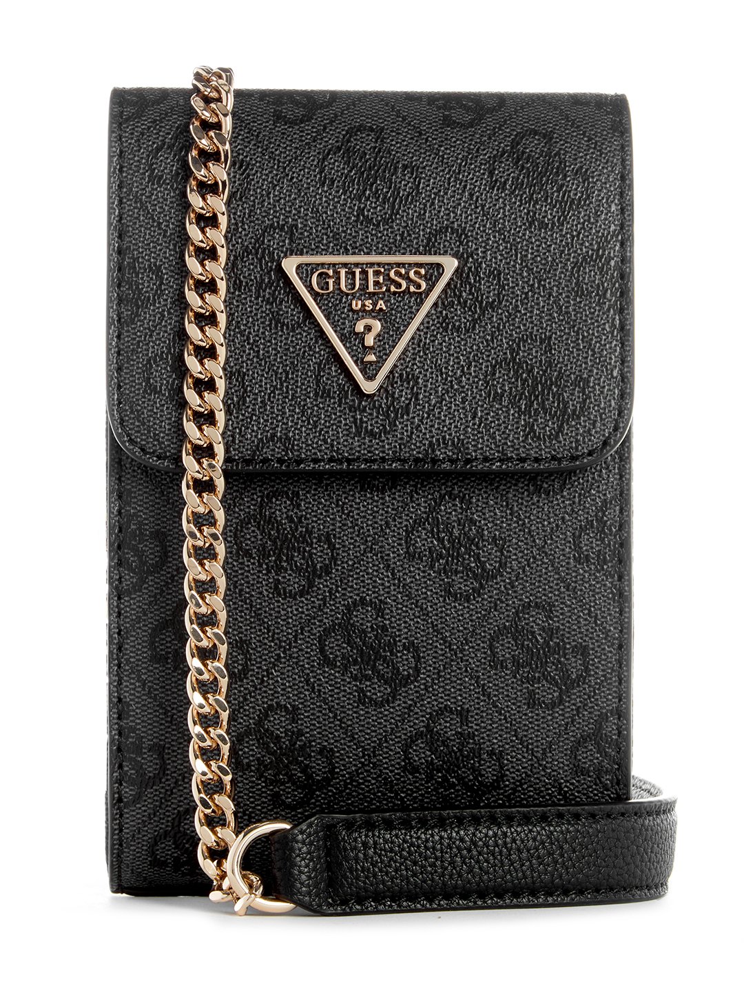 Guess Polyurethane Grey Printed Women Noelle Flap Chit Chat Crossbody Bag