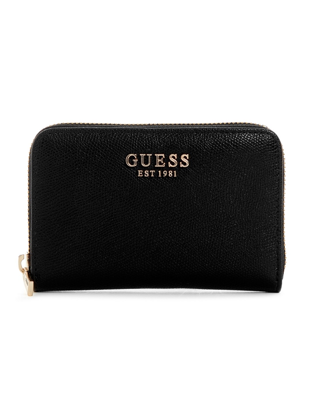 Black Solid Amorette Zip-Around Wallet