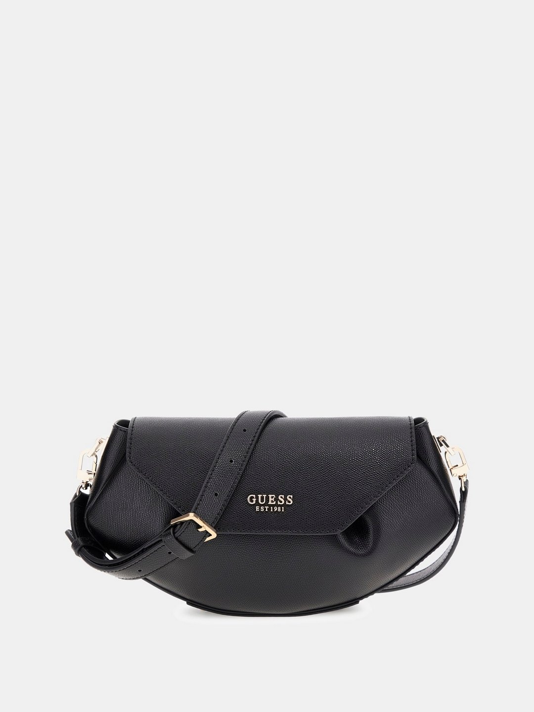 Black Solid Amorette Flap Crossbody Bag