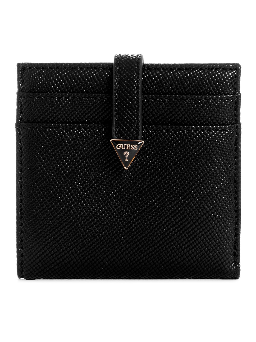 Black Textured Laurel Tab Card Case