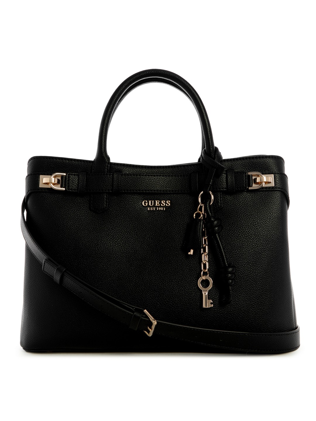 Black Solid Gregoria Large Satchel Bag