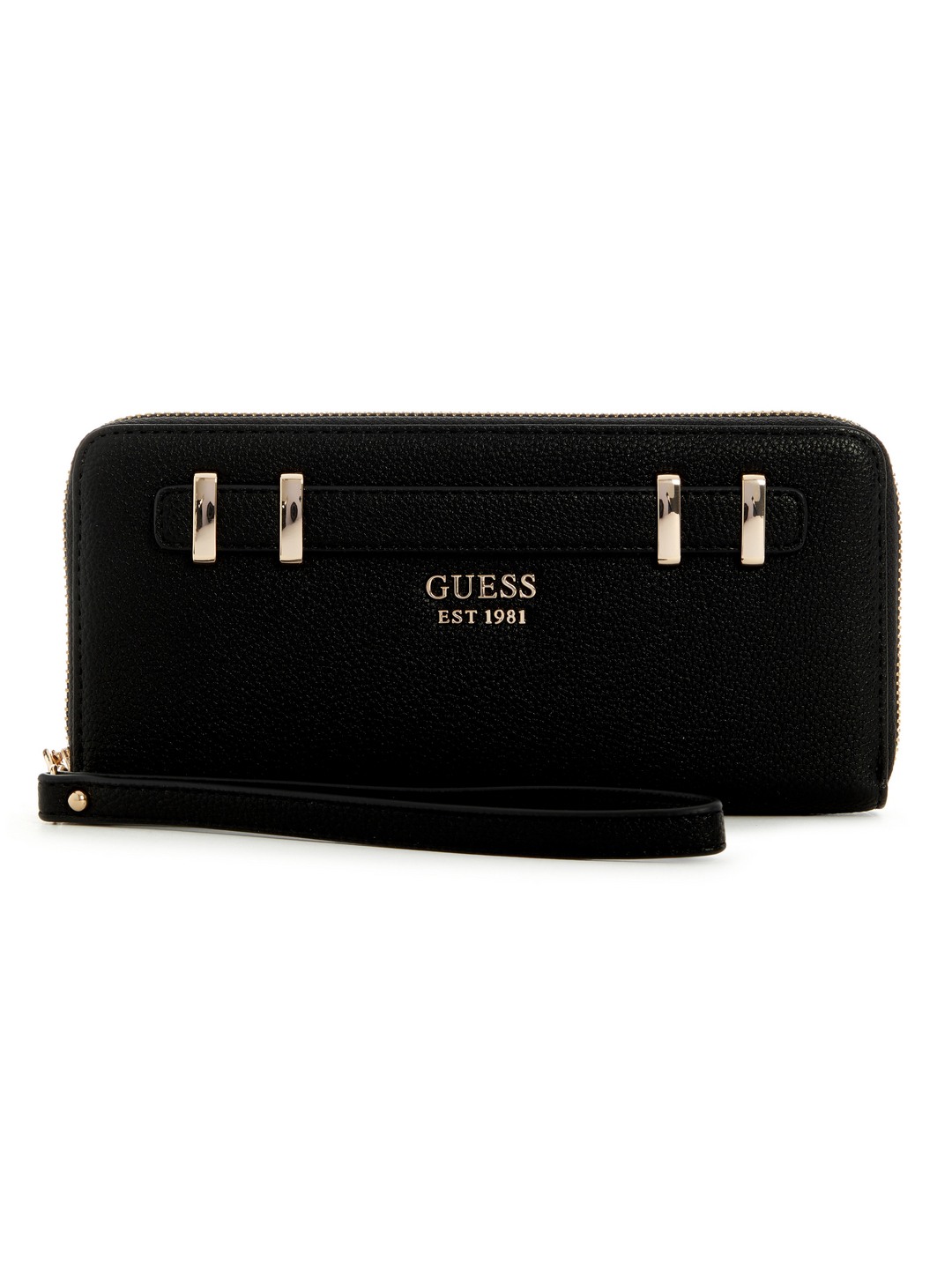 Black Solid Gregoria Large Zip Around Wallet