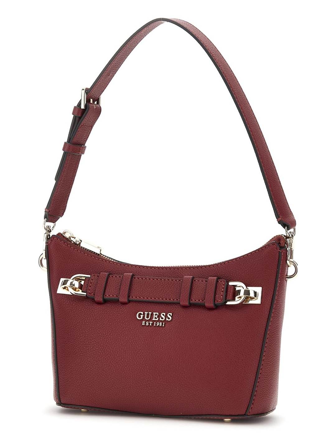 Burgundy Solid Gregoria Top Zip Shoulder Bag