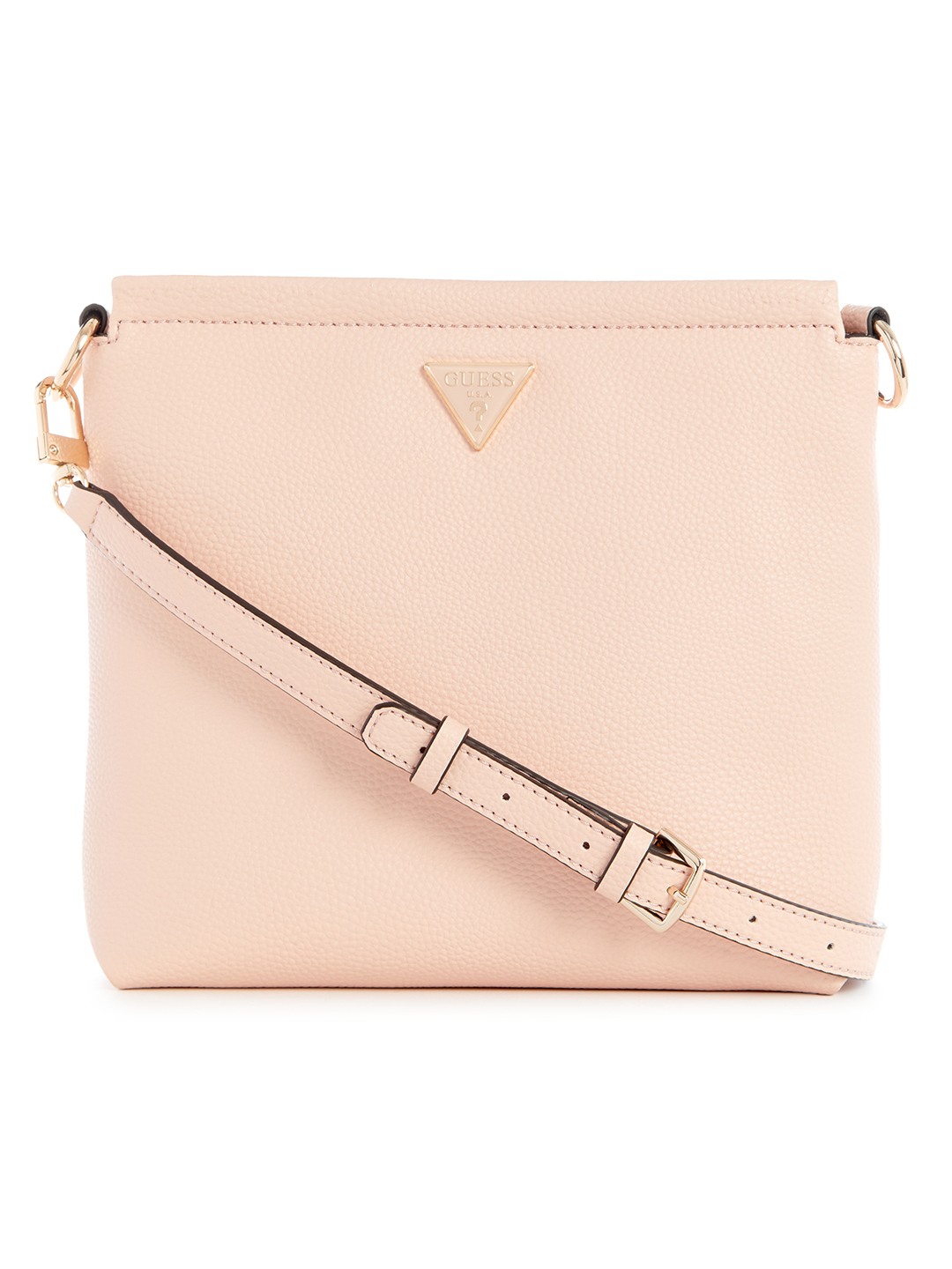 Guess Women Pink Solid Crossbody Bag with Zip Closure
