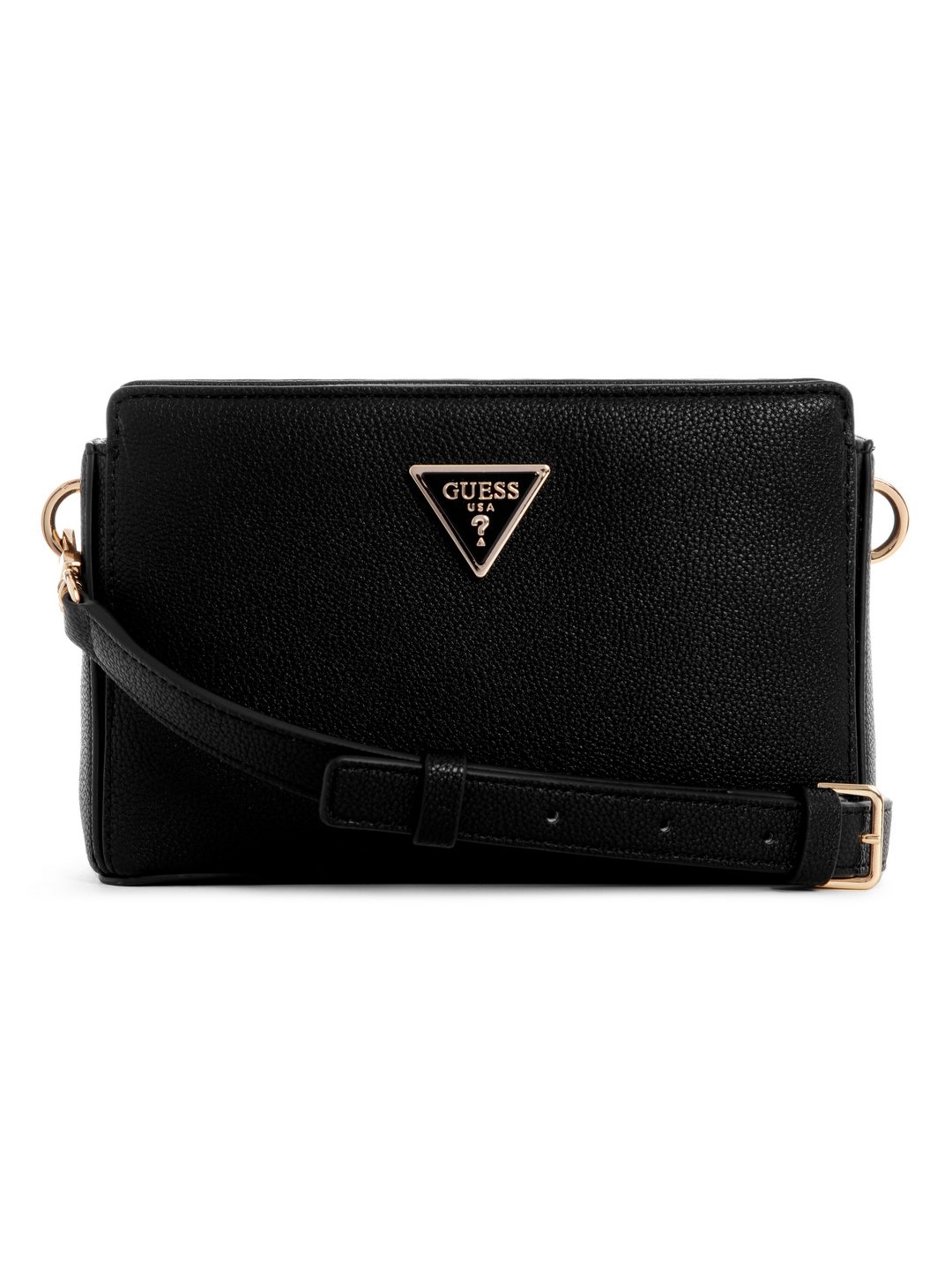 Guess Black Solid Meridian Top Zip Crossbody Bag