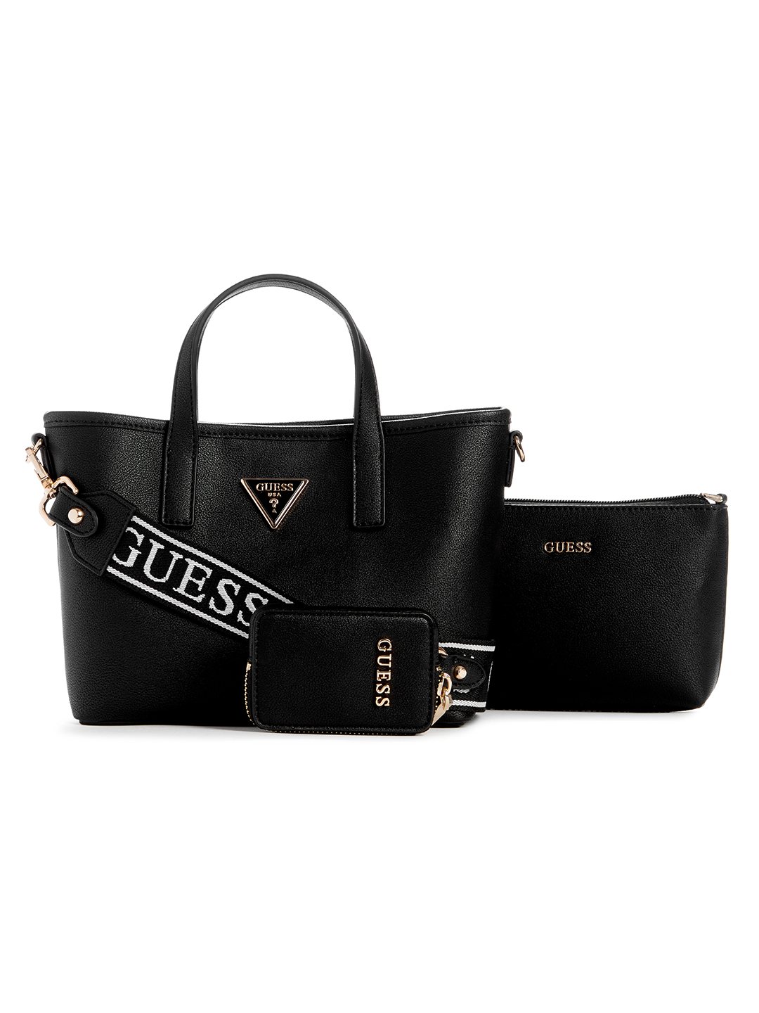 Guess Women Black Solid Tote Bag with Magnetic Button Closure
