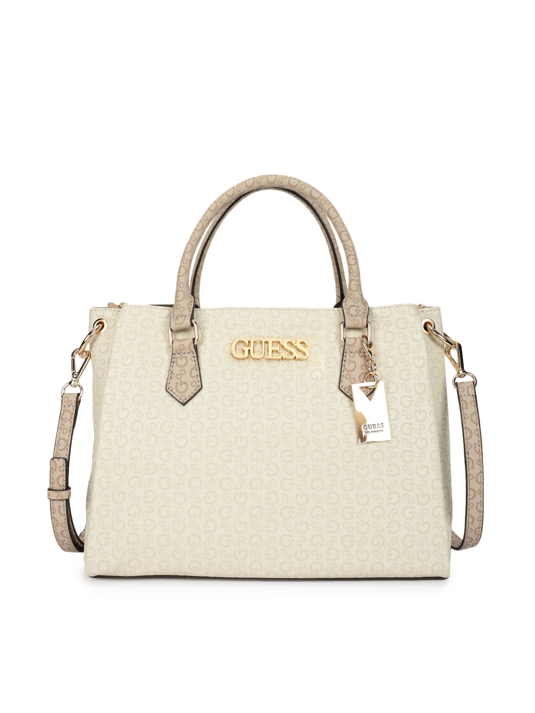 Guess Beige Textured Zakaria Satchel