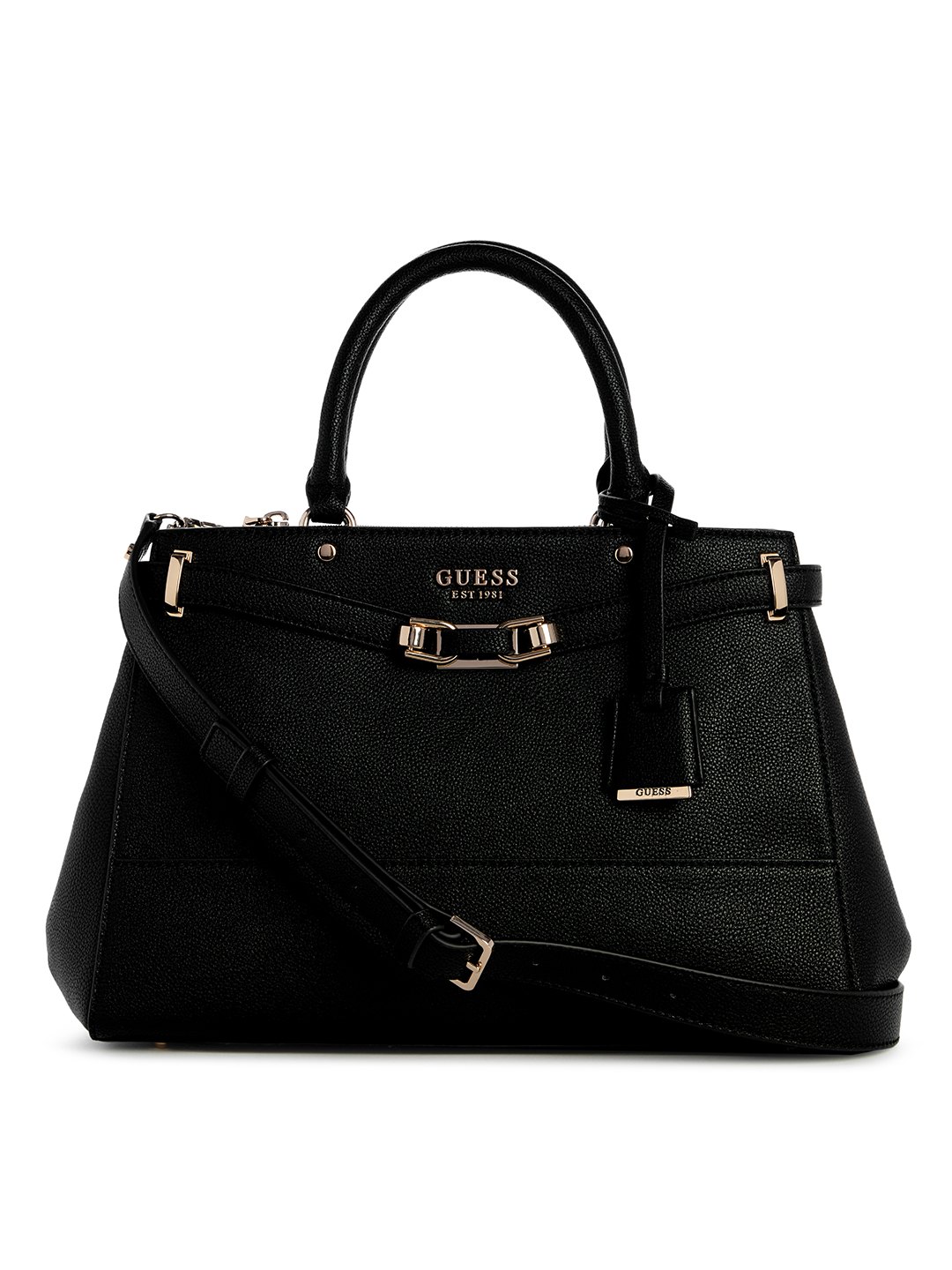 Black Solid Silvye Luxury Satchel Bag