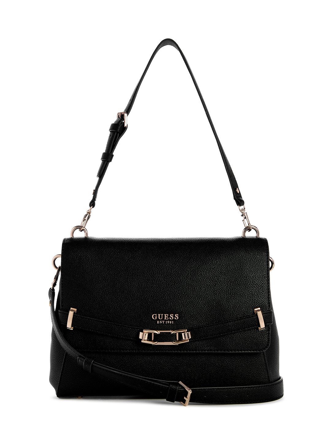 Black Solid Silvye Flap Shoulder Bag