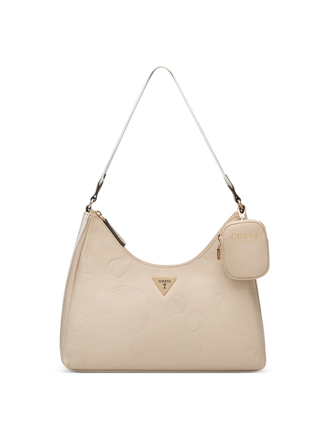 Guess Beige Textured Emerie Shoulder Bag