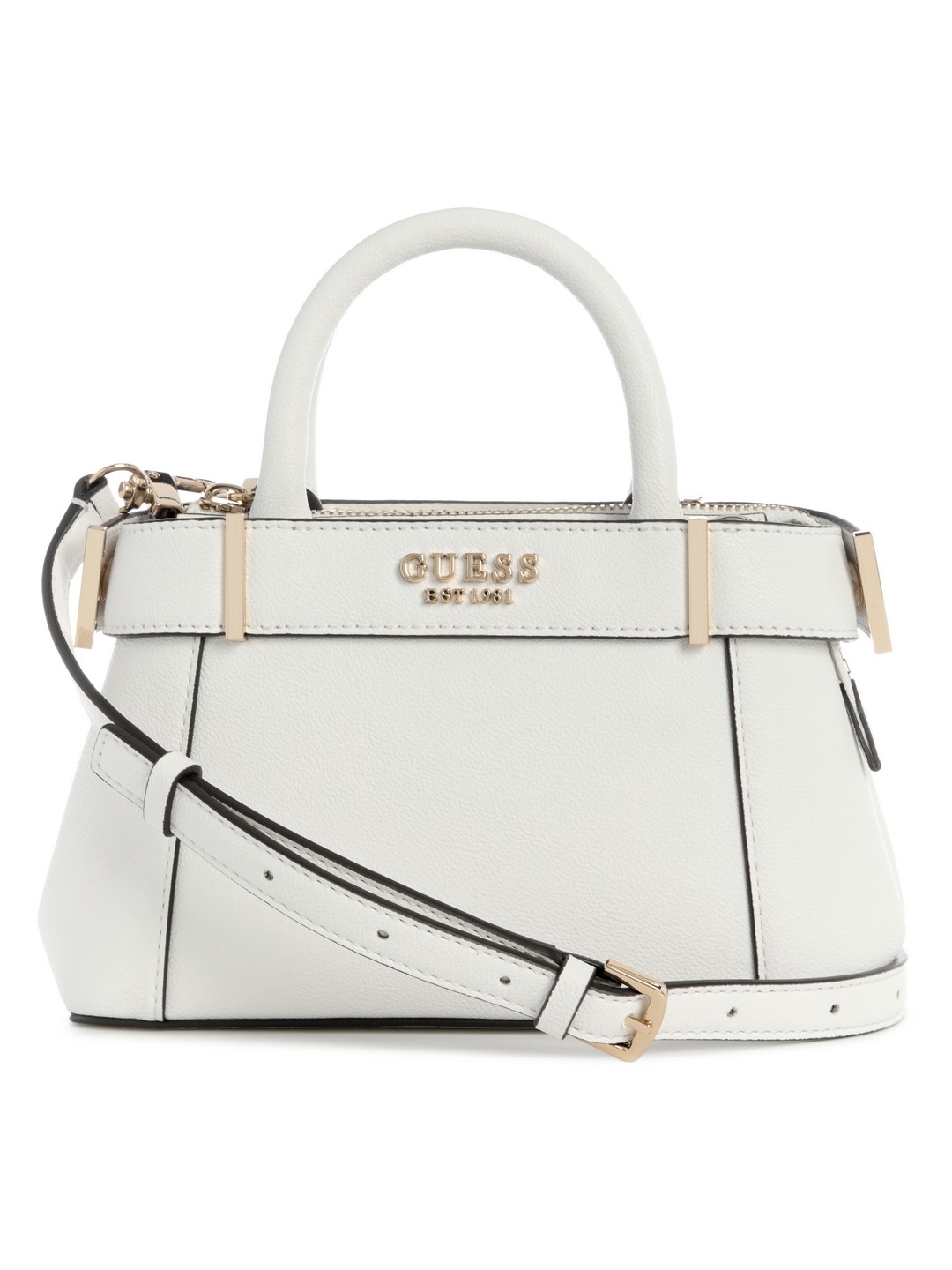 Guess White Solid Anadela Mini Satchel Bag