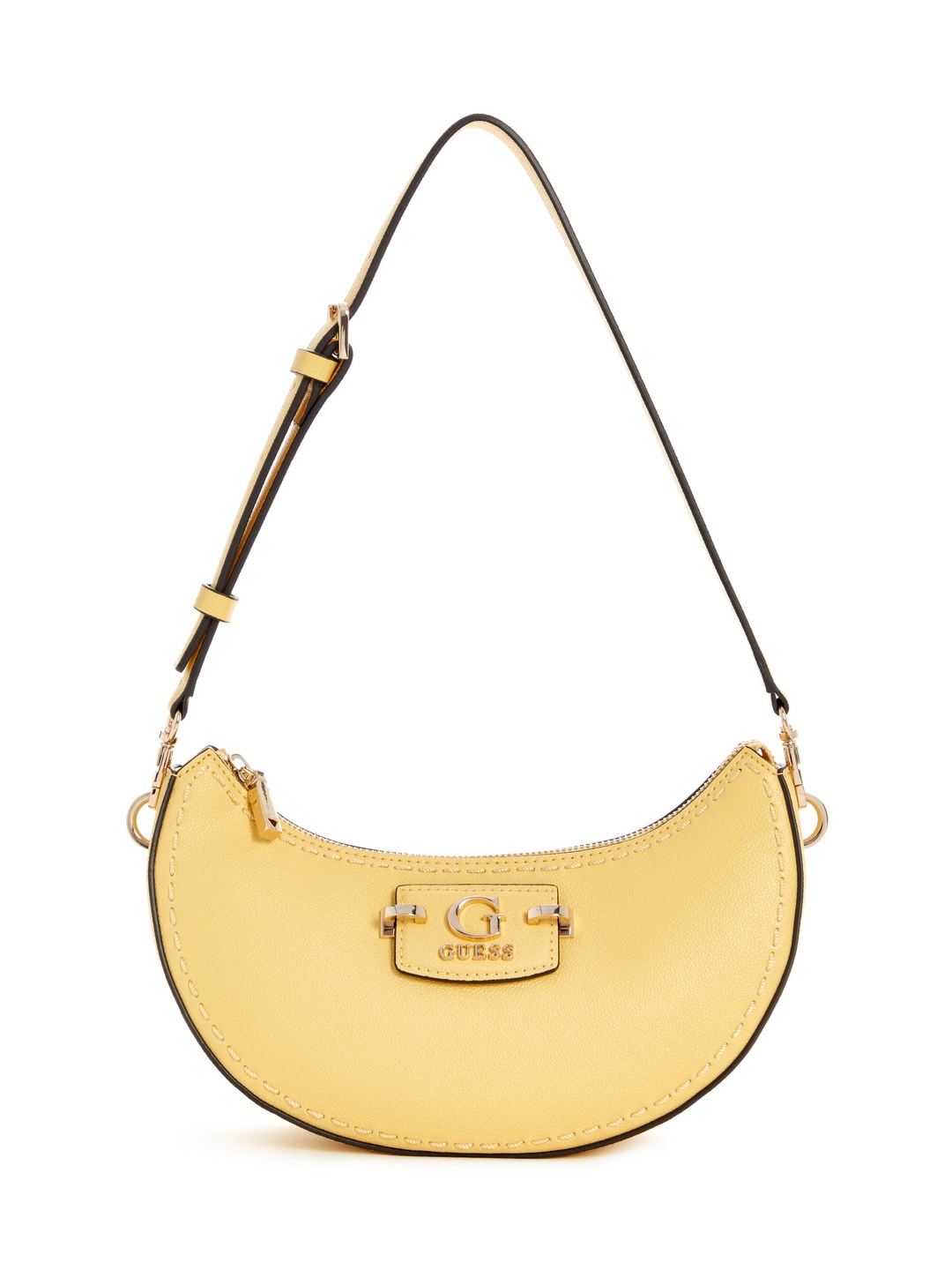 Guess Cornsilk Solid Nastra Top Zip Shoulder Bag