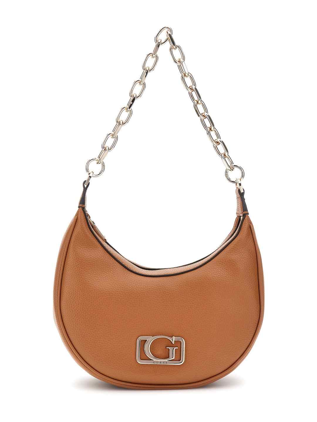 Cognac Textured Circe Hobo Shoulder Bag