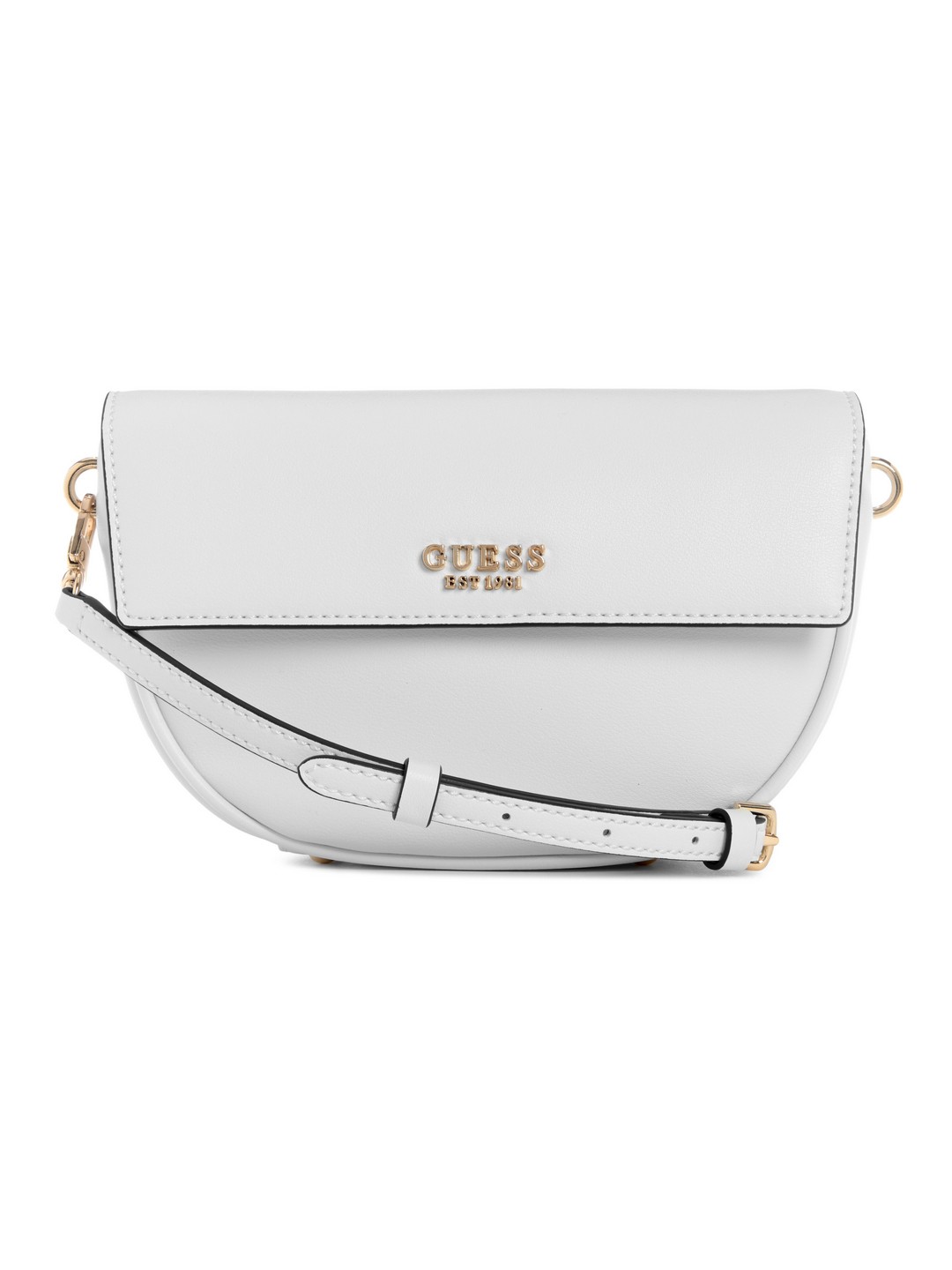 Guess White Solid Cerelia Flap Shoulder Bag