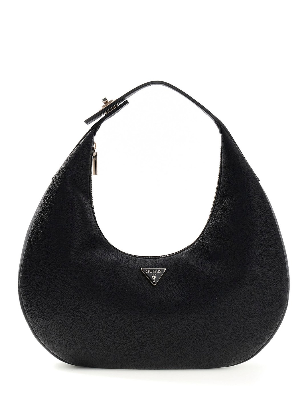 Black Solid Zipper Evie Hobo Bag
