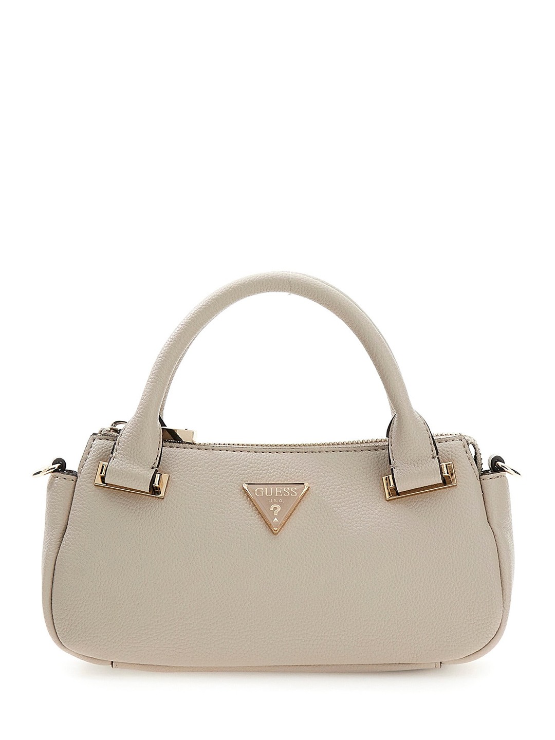 Light Taupe Solid Zipper Evie Mini Satchel Bag