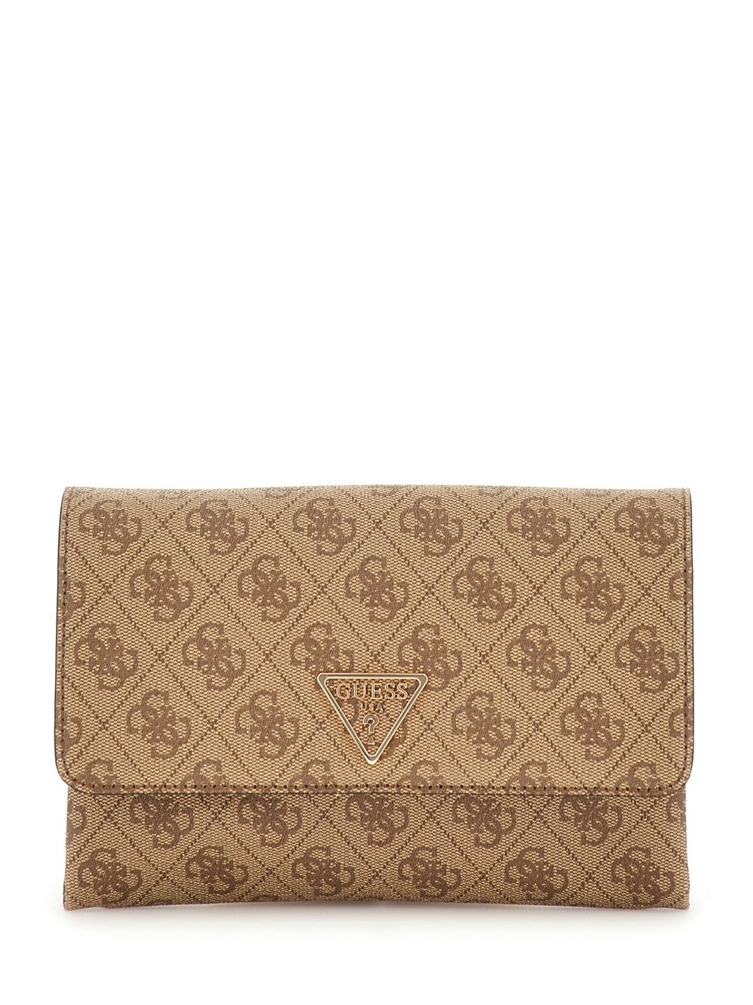 Guess Brown Printed Noelle Flap Organizer Crossbody Bag