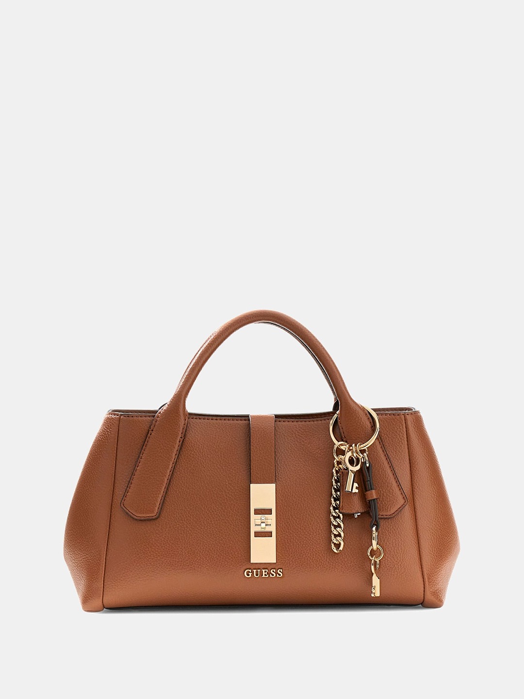 Cognac Solid Zipper Brooke High Society Satchel Bag