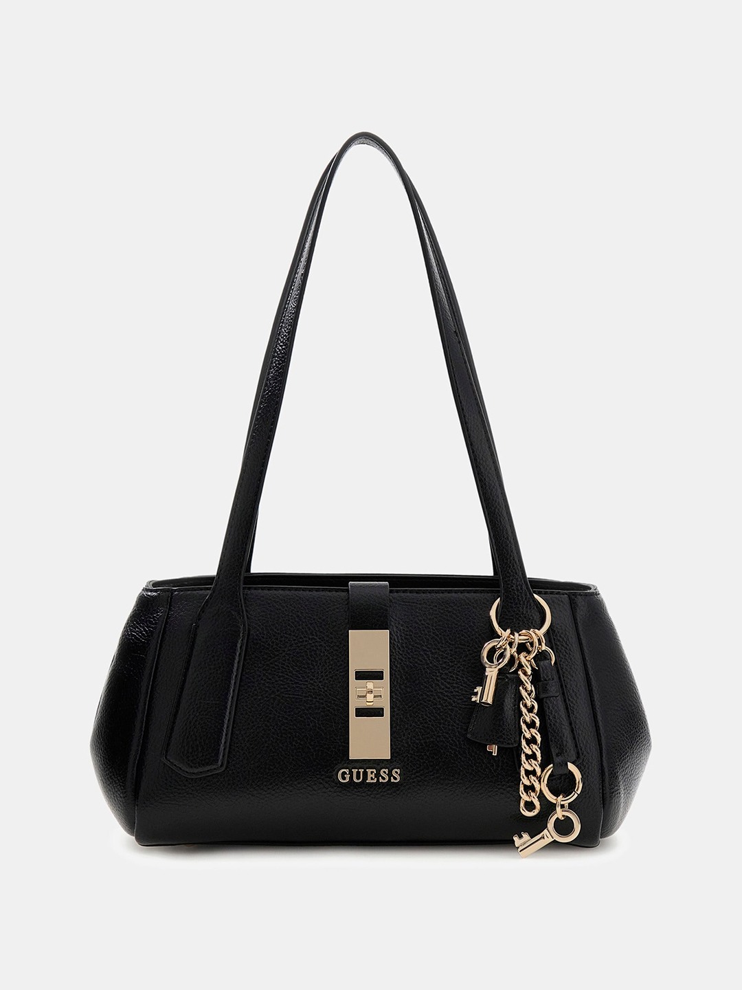 Black Solid Zipper Brooke Shoulder Bag