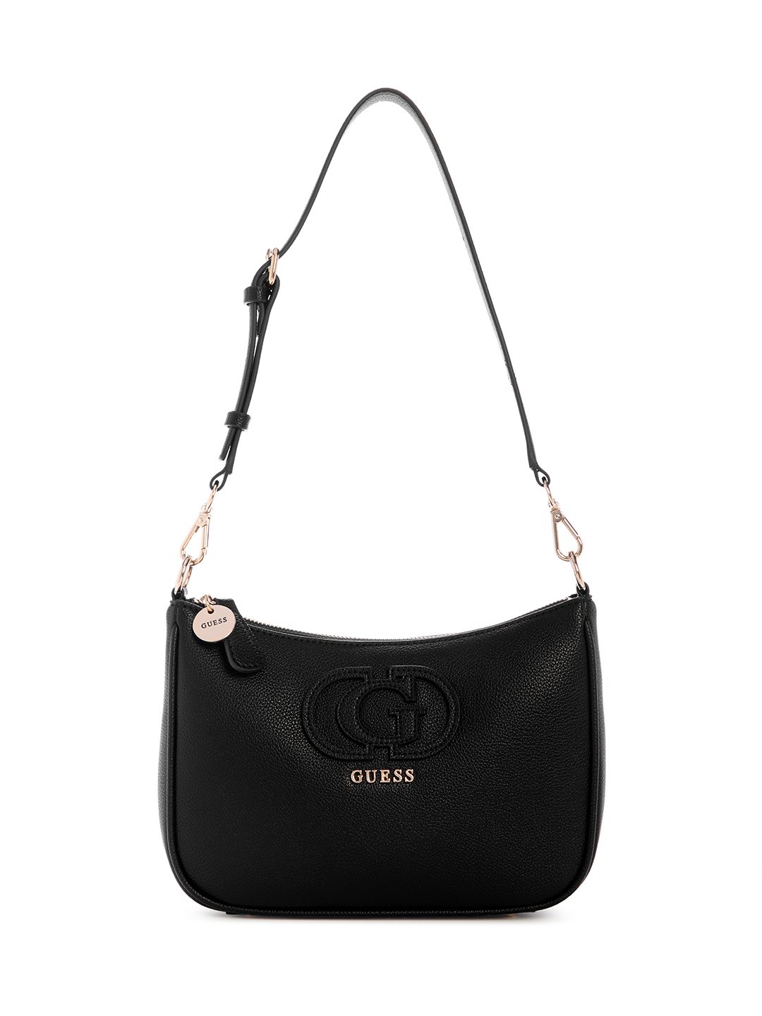 Black Solid Zipper Isola Shoulder Bag