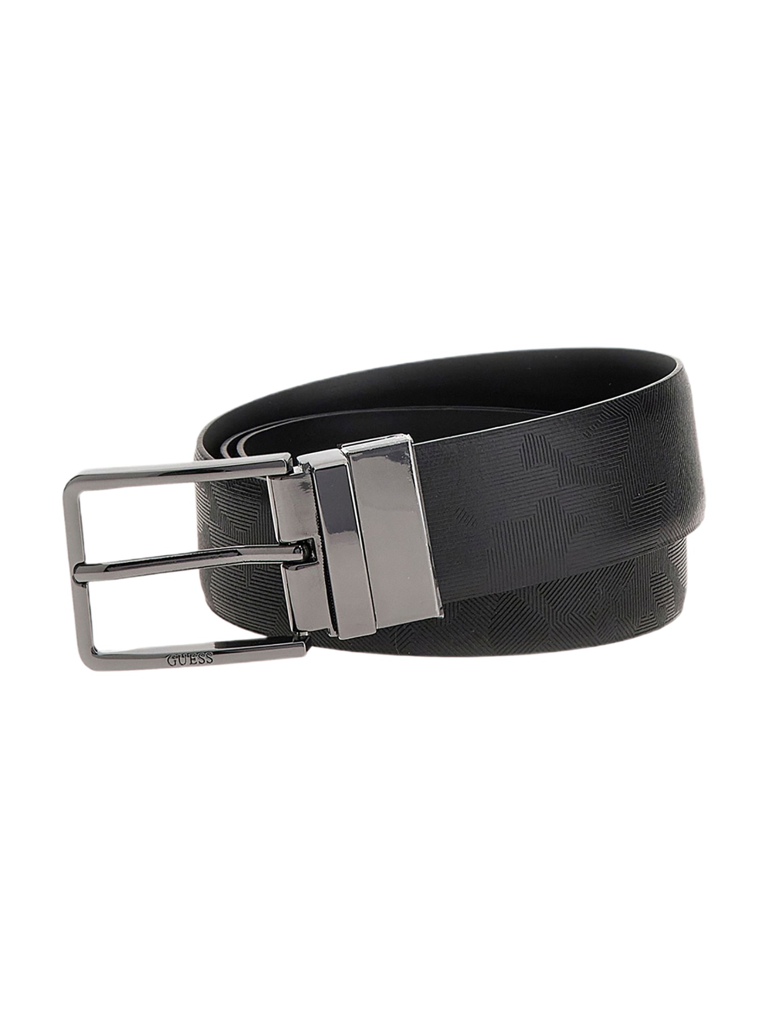 GUESS Black Leather Men's Reversible Belt H35