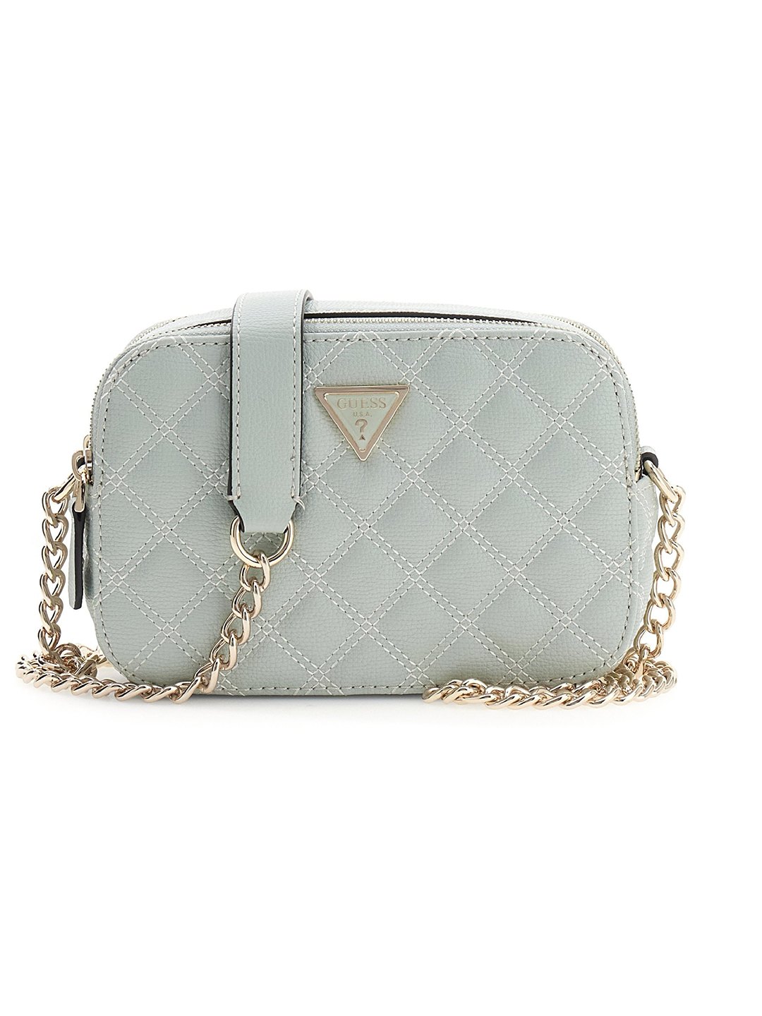 Light Sage Quilted Zipper Giully Camera Crossbody Bag
