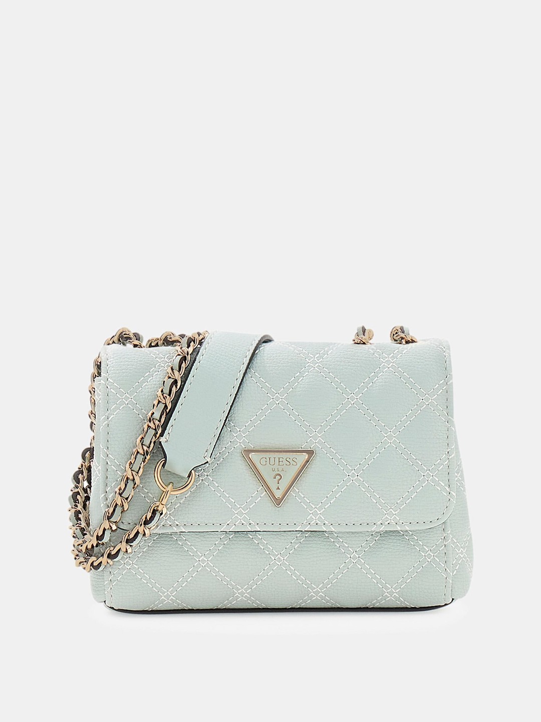 Light Sage Textured Magnetic Snap Giully Mini 2 Comp Crossbody Bag