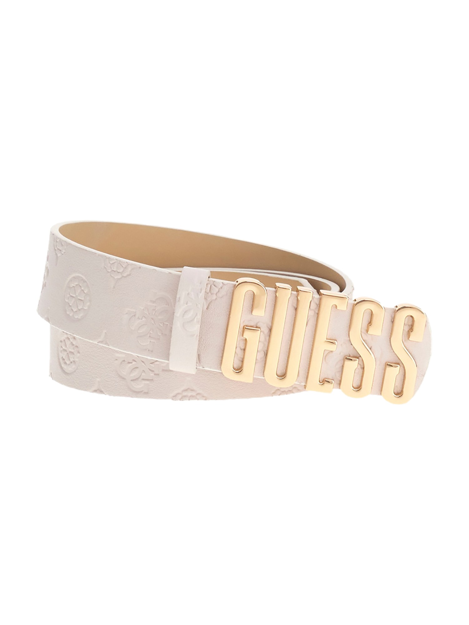 Guess Off White Polyurethane Women's Pant Belt
