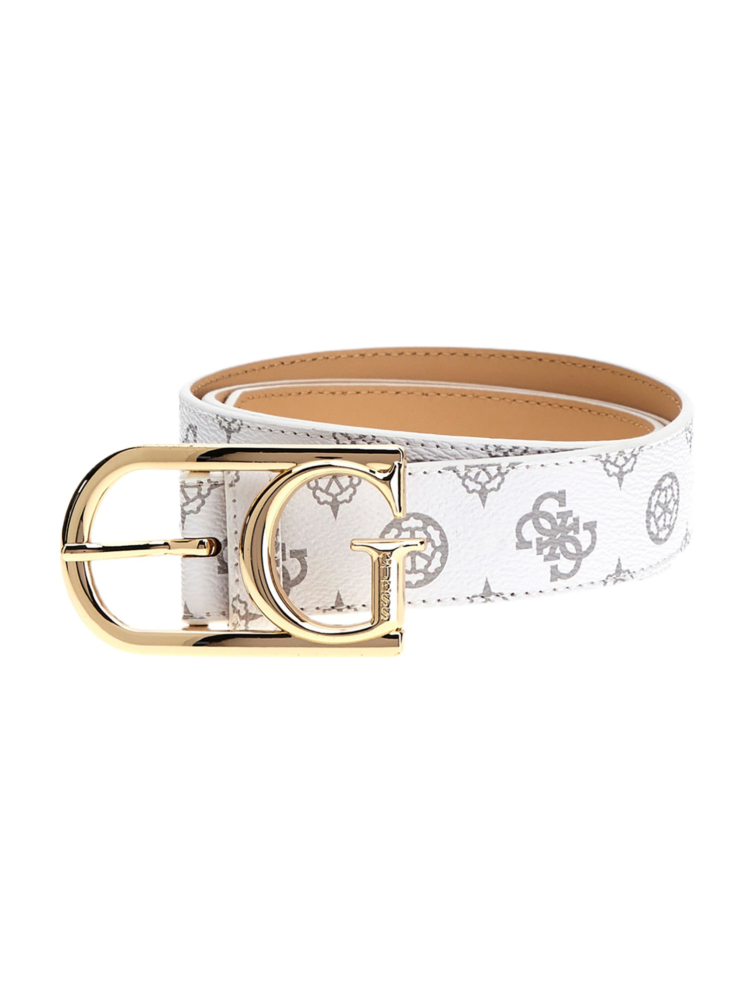 Guess White Logo Polyester Women's Pant Belt