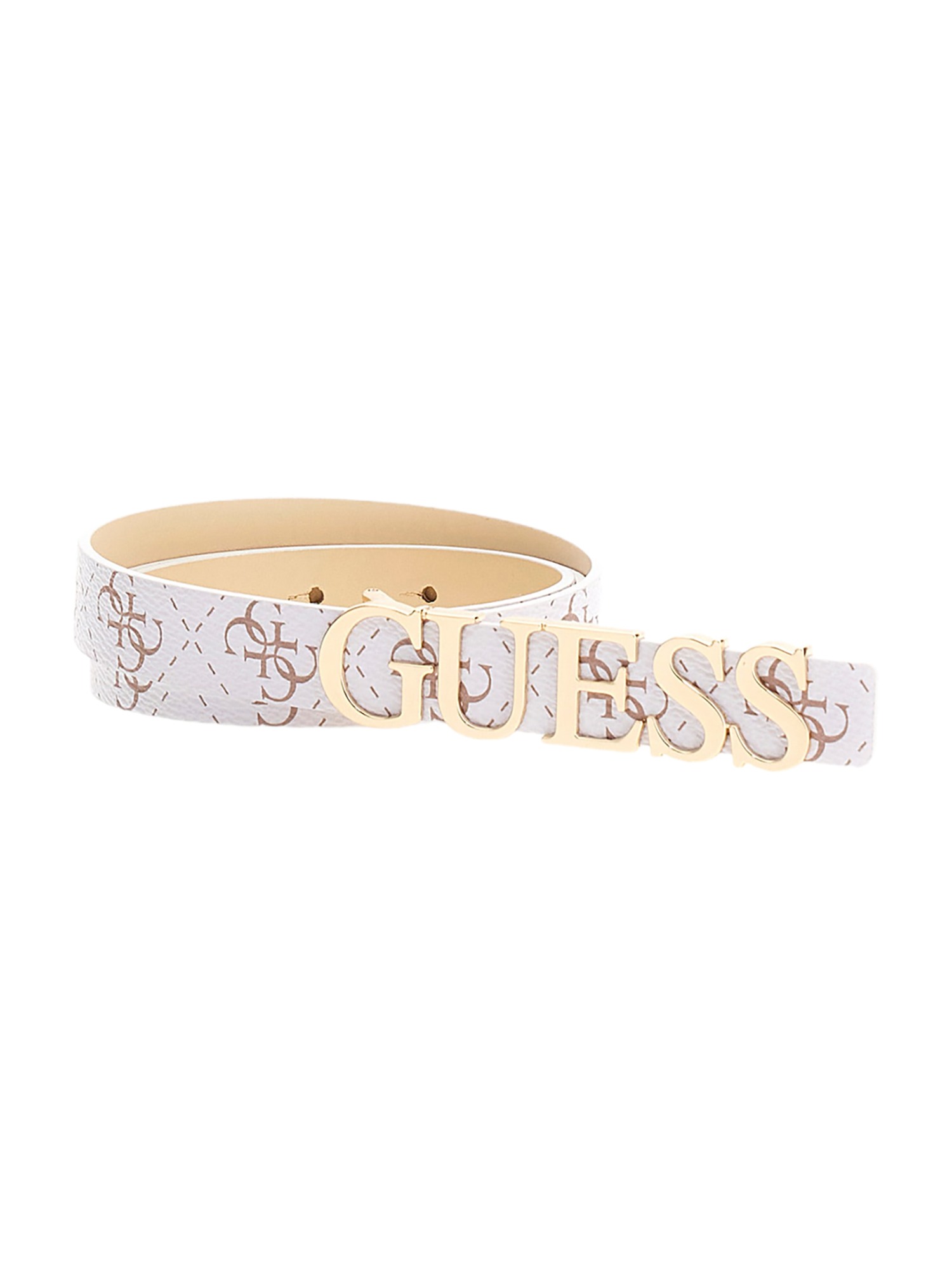 Guess Cream Logo Polyester Women's Pant Belt