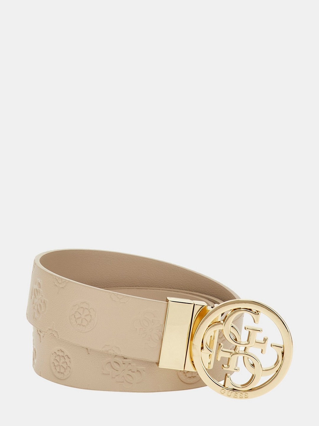 Guess Women Phoebe Silver-Gold Pin Buckle Textured Reversible Belt