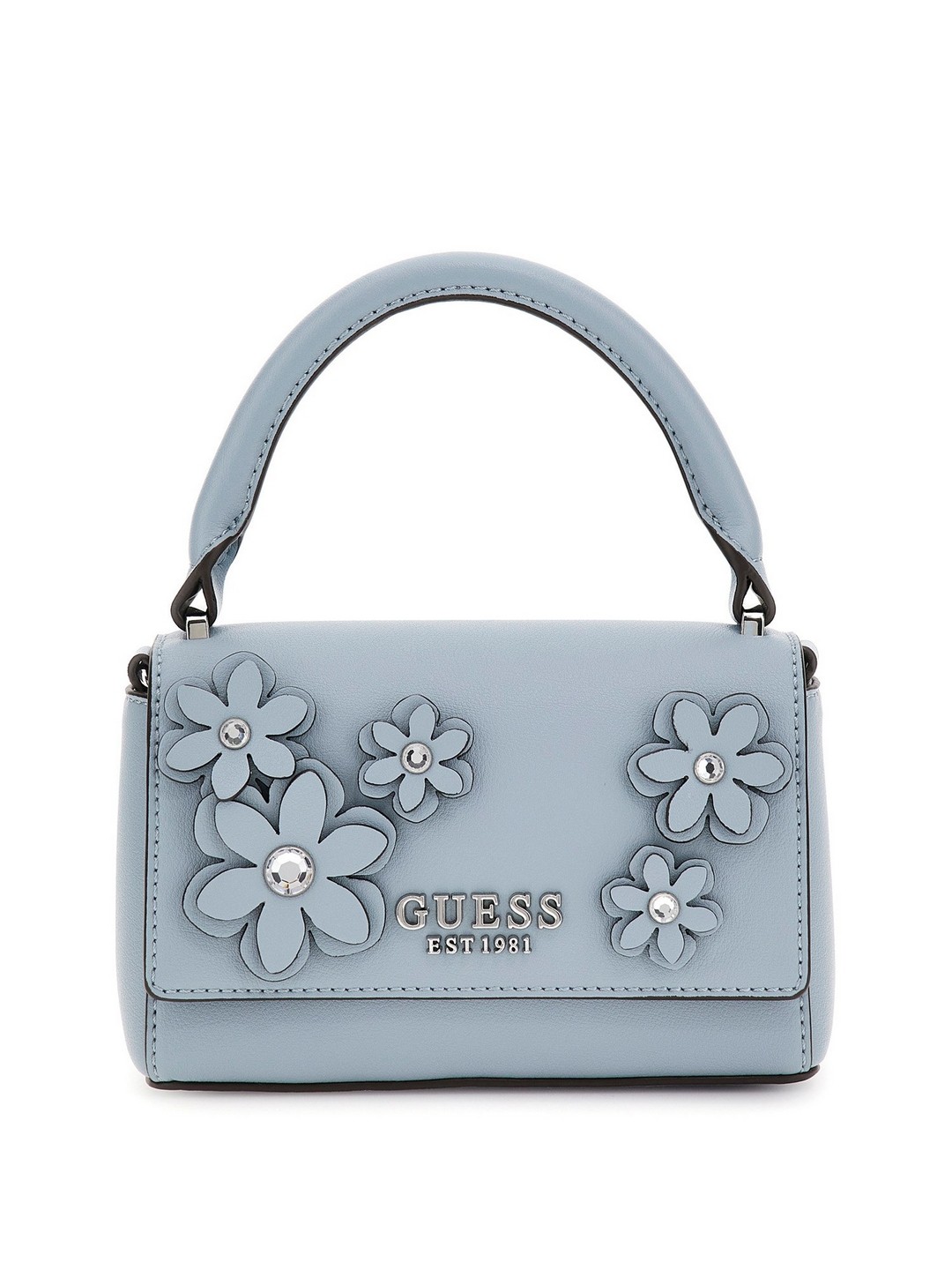 Guess Slate Self Design Zaria Mini Top Zip Shoulder Bag