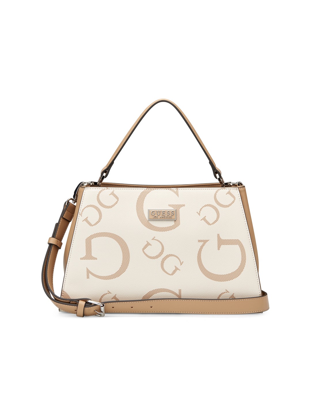 Guess Khaki Printed Averi Satchel Bag