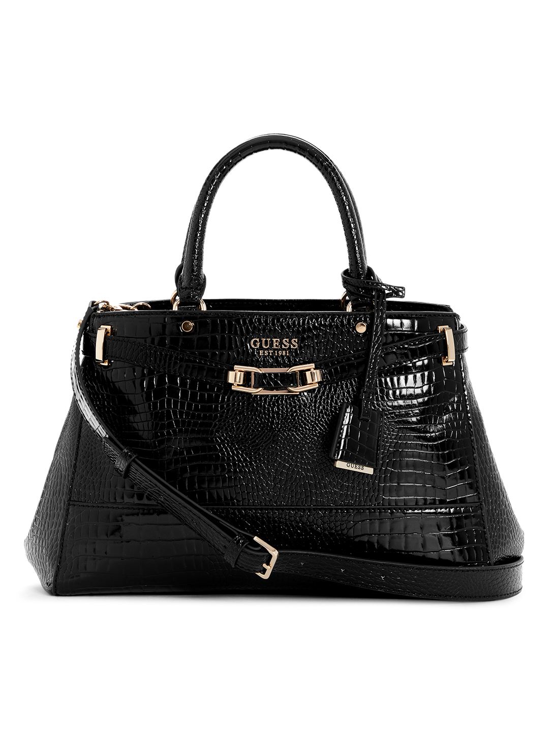 Black Solid Silvye Luxury Satchel Bag