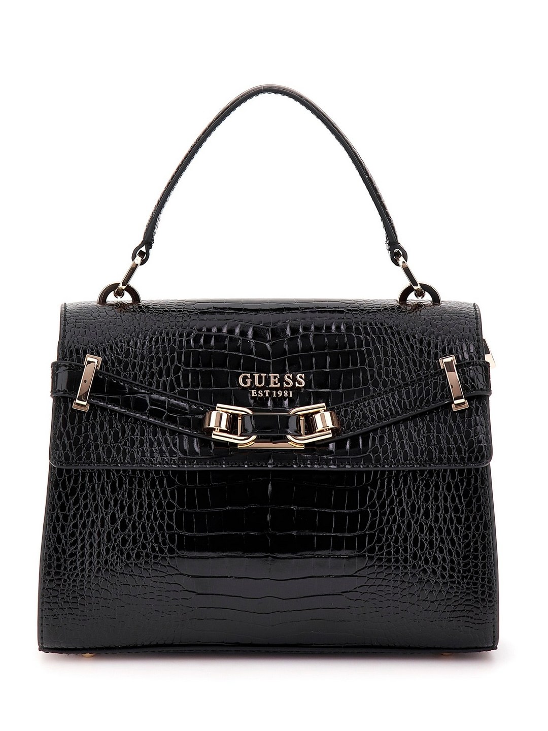 Guess Black Textured Silvye Top Handle Tote Bag