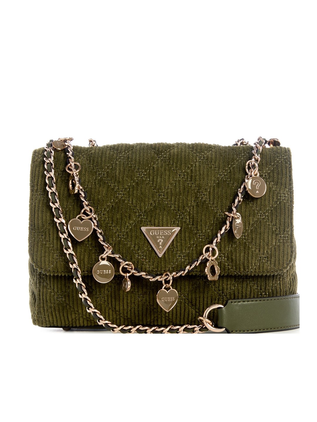 Olive Quilted Giully Crossbody Bag