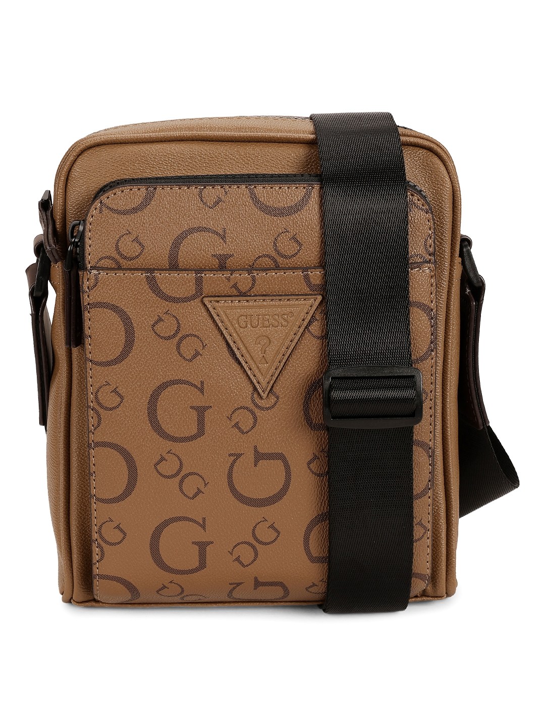 Guess Brown PVC Printed MEN Cross Body