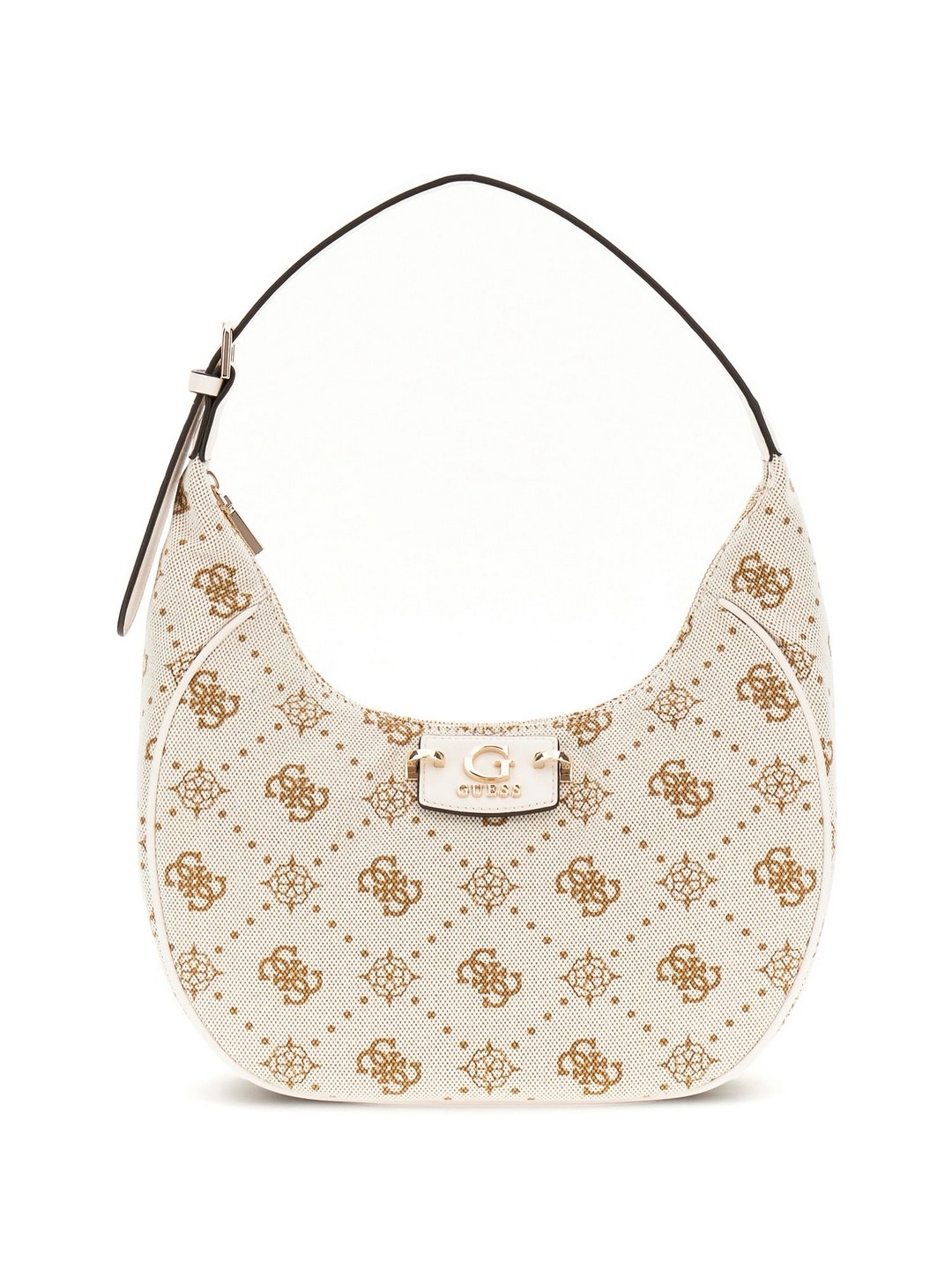 Guess Off White Logo Printed Neda Hobo Shoulder Bag