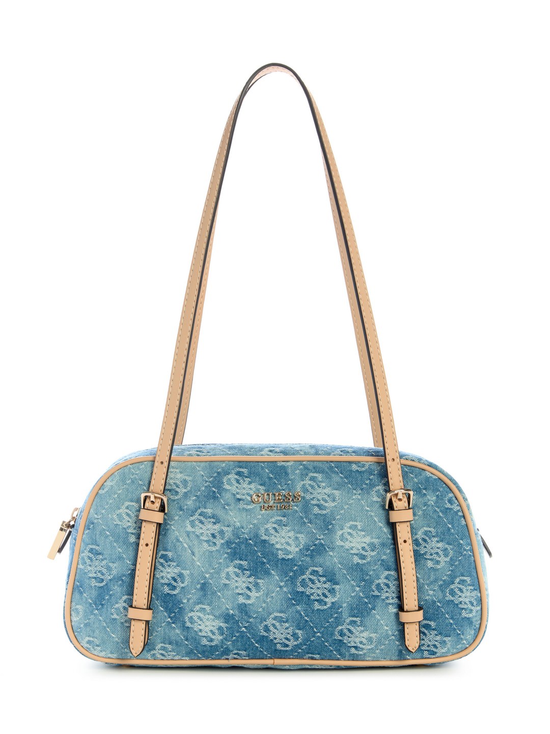 Guess Denim Logo Printed Cerelia Shoulder Bag