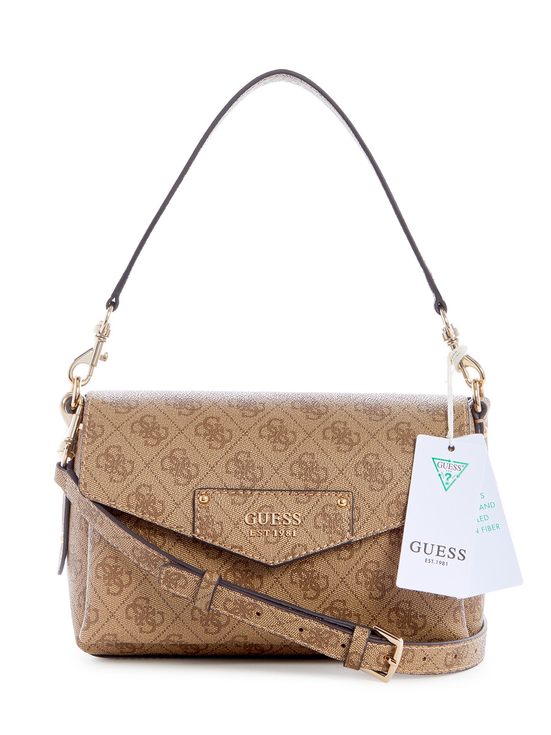 Latte Logo Printed Eco Brenton Flap Shoulder Bag
