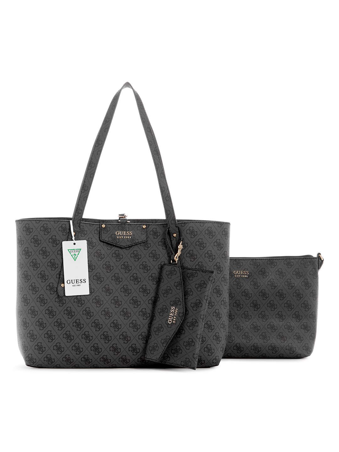 Guess Women Grey Printed Tote Bag