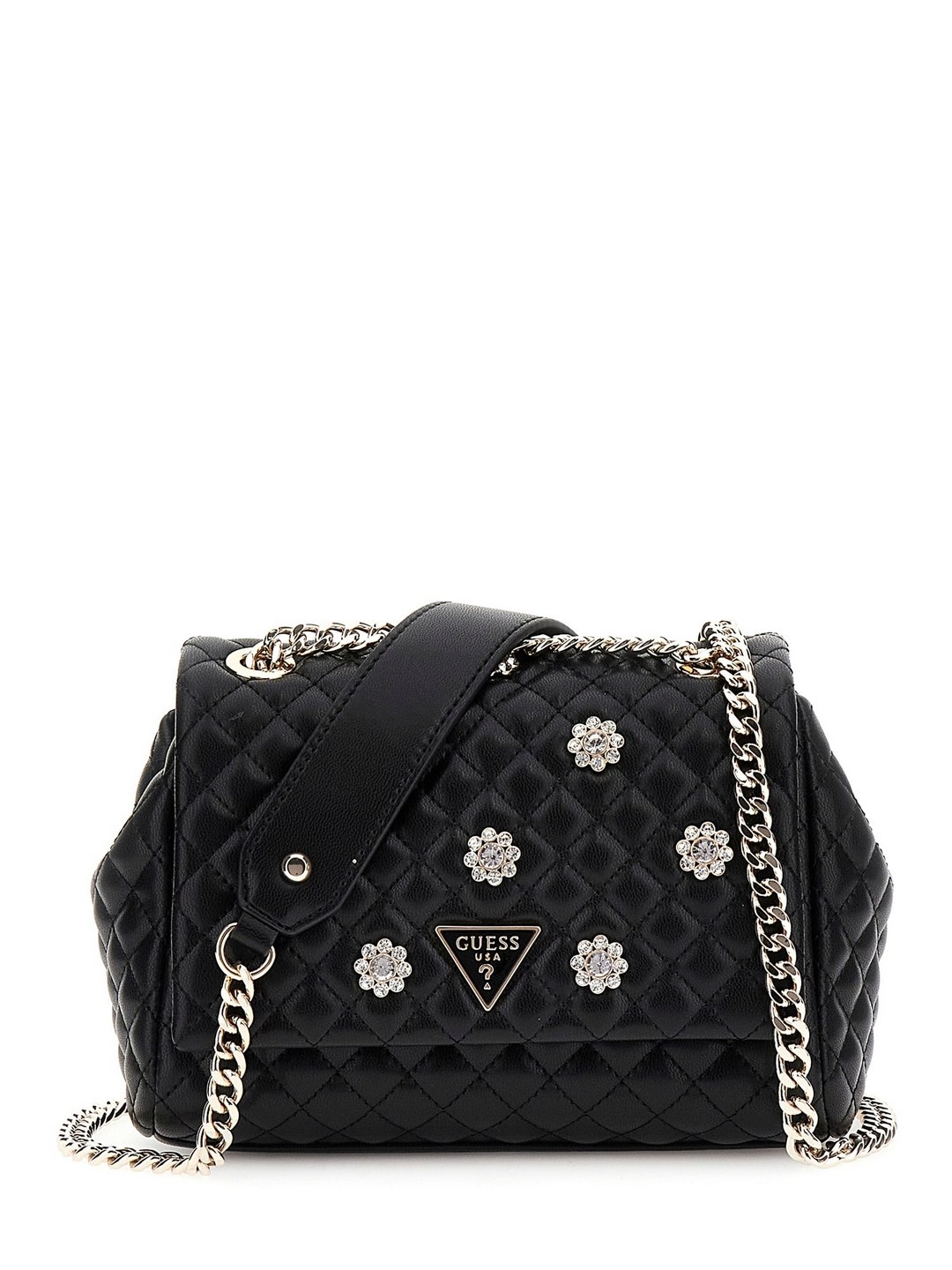 Guess Black Quilted Everlee Convertible Flap Crossbody Bag