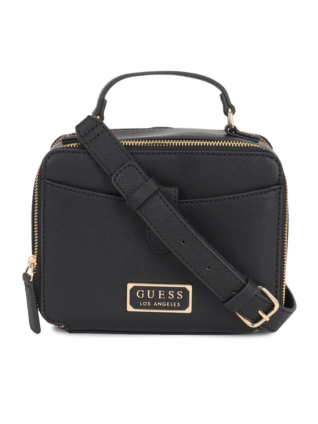 Guess Women Black Textured Crossbody Bag