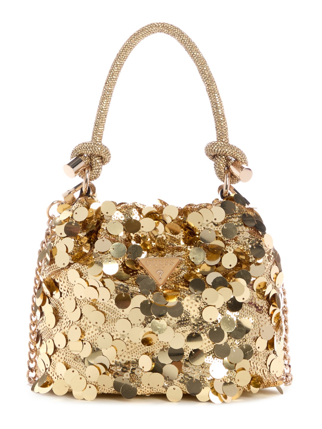 Gold Embellished Holiday Shine Top Handle Pouch
