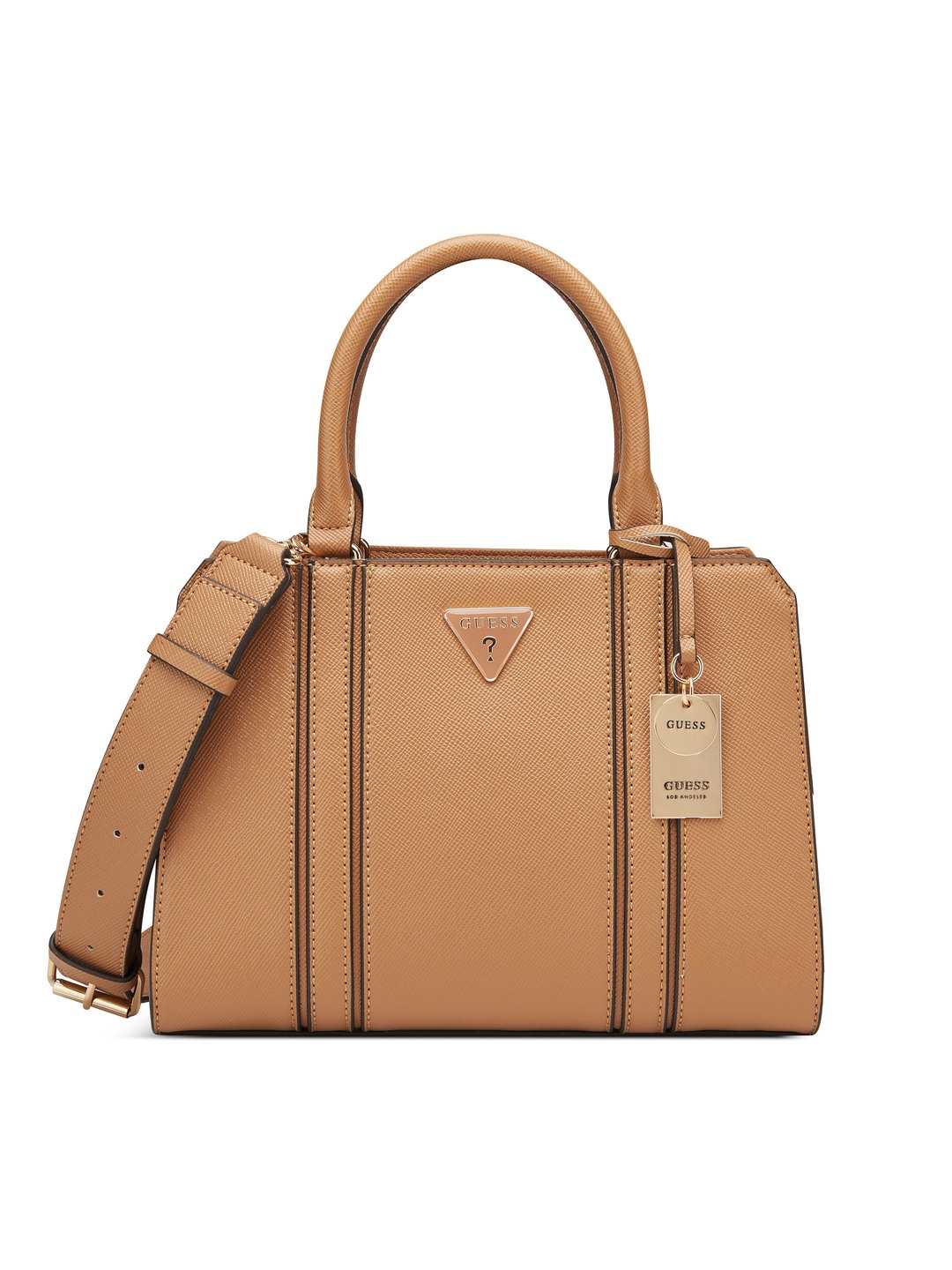 Guess Camel Solid Cassian Satchel Bag