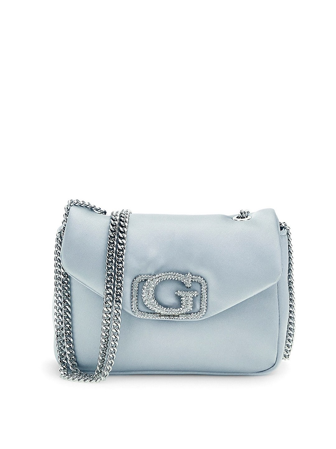 Guess Silver Solid Prue Mini Convertible Flap Crossbody Bag