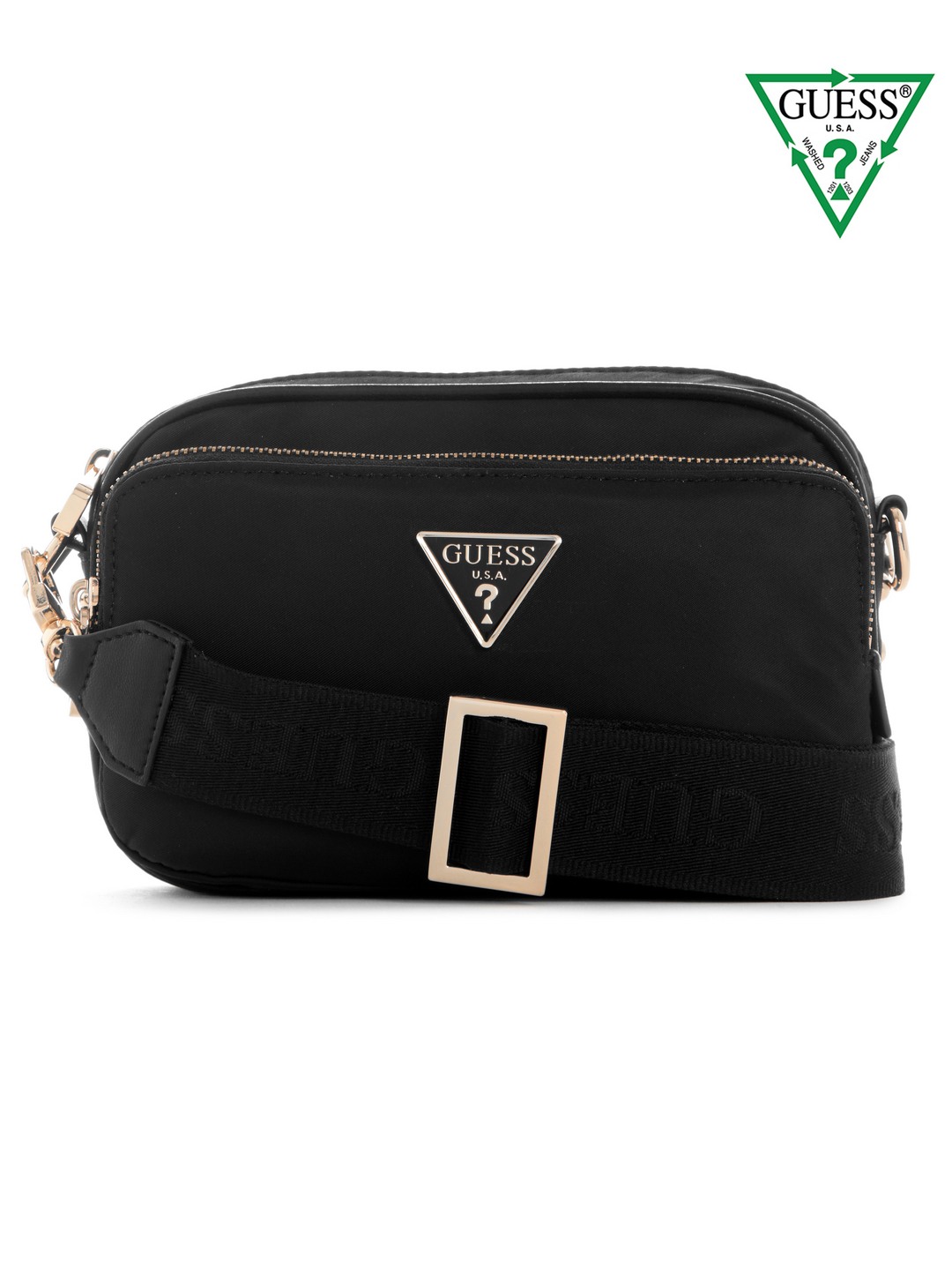 Guess Women Black Solid Adjustable Detachable Strap Crossbody Bag
