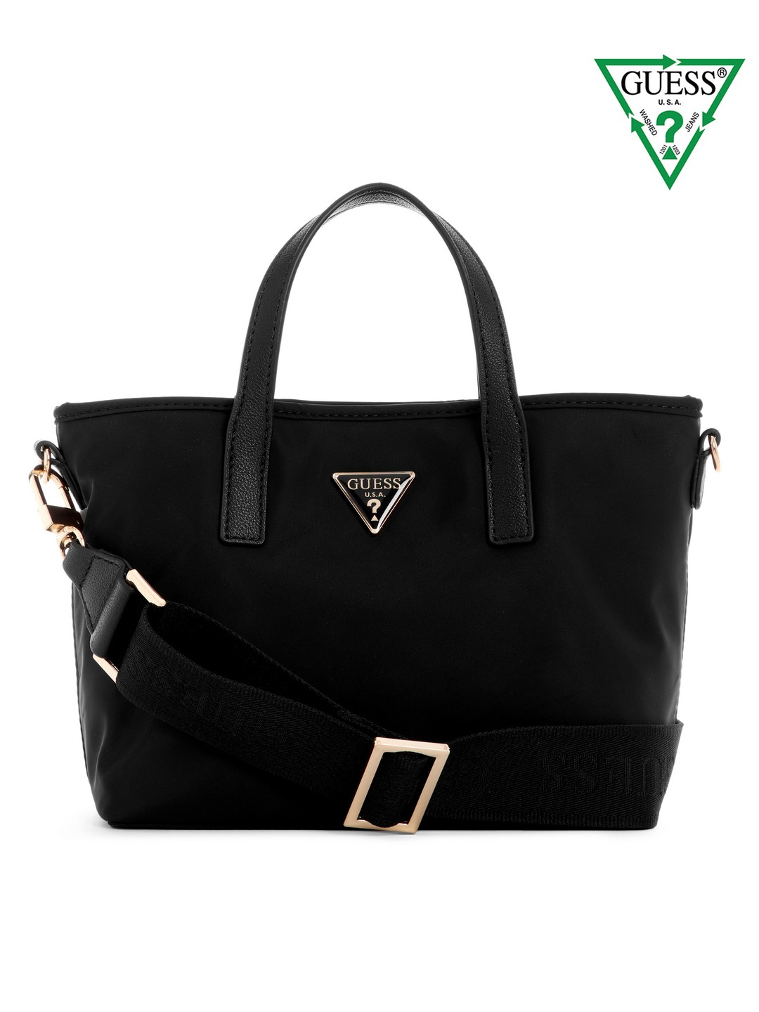 Guess Women Black Solid Adjustable Detachable Strap Mini Tote Bag with Inner Bag