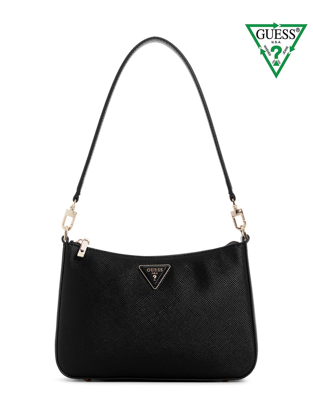 Black Solid Eco Jazlynn Top Zip Shoulder Bag