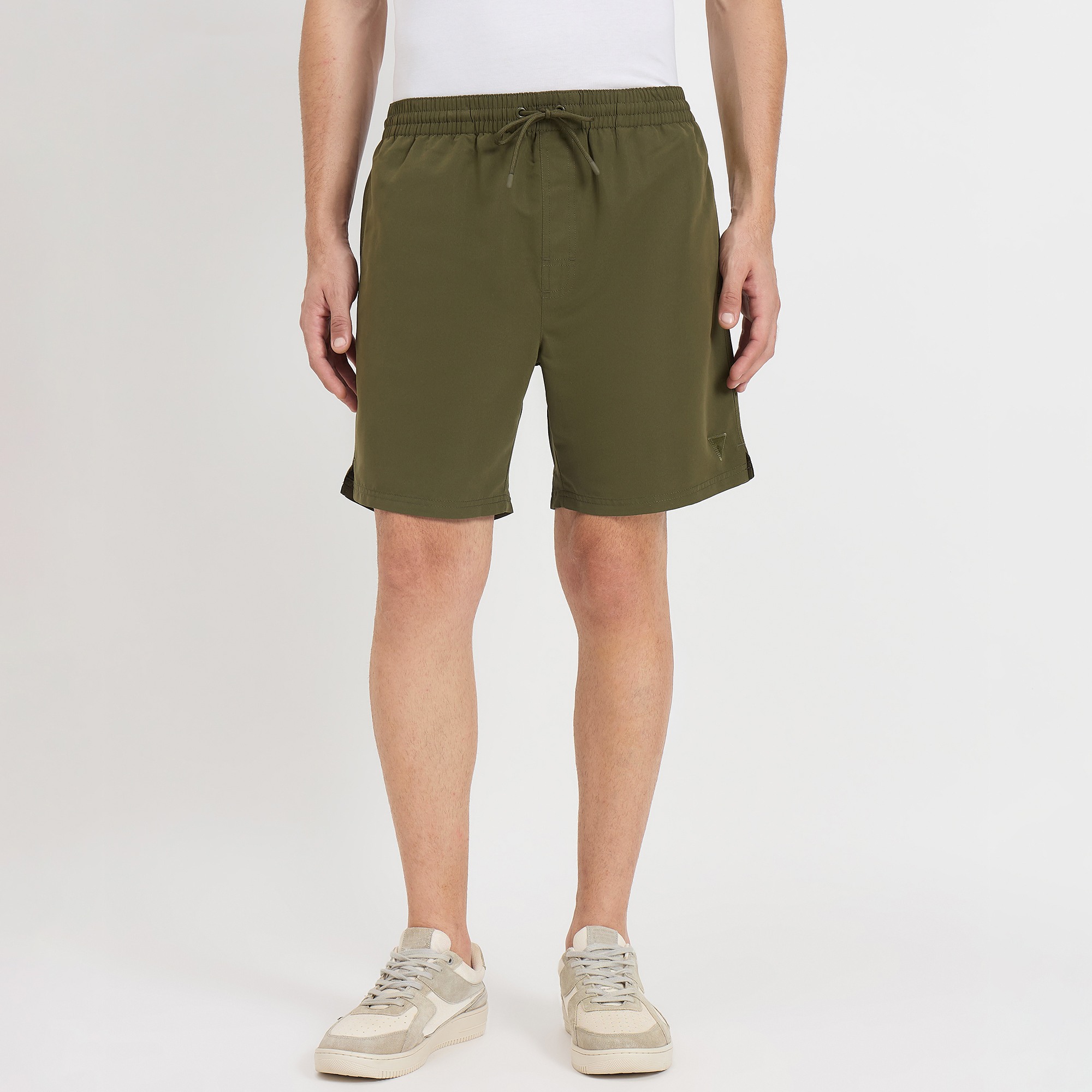 Guess Men Solid Drawstring Swim Shorts